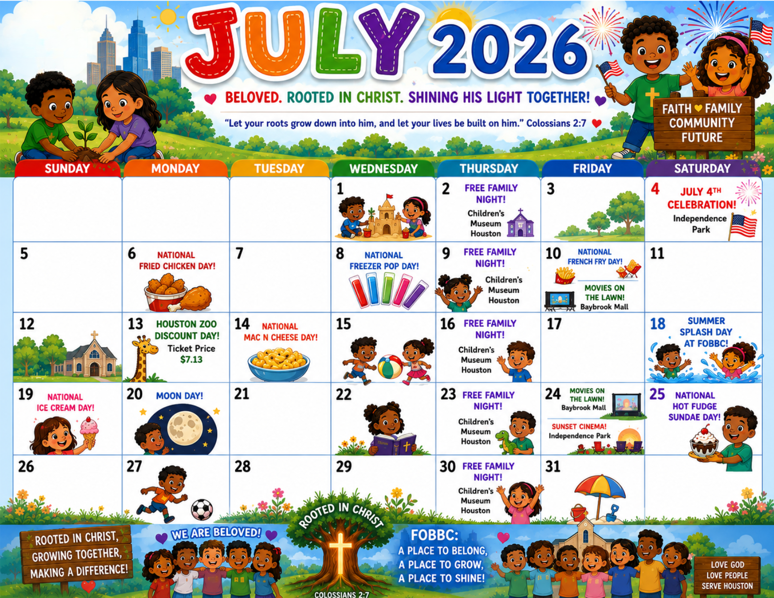 FOBBC July kids calendar